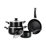 Cookware Non Stick Set 7 Pieces With Glass Lid Black image number 1