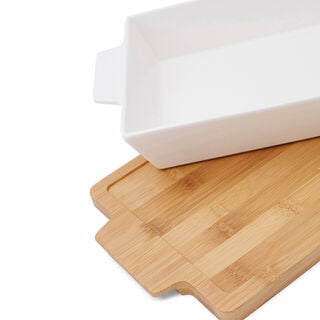 La Mesa Oven/Serving Rectangle Plate With Bamboo