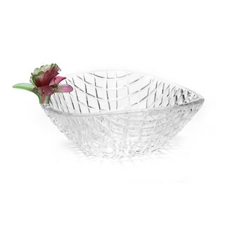 La Mesa Glass Bowl With Pink Crystal Flower 26 Cm