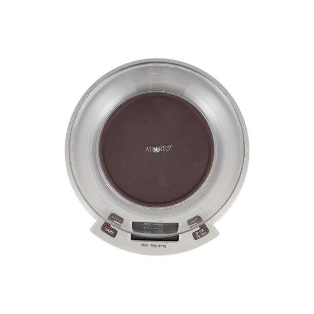 Alberto digital white kitchen scale 5kg with bowl image number 3
