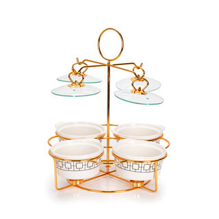4 Pcs Round Food Warmer With Stand