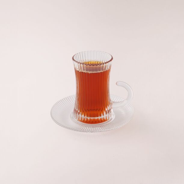 Dallaty clear glass with ine pattern tea and coffee set 18 pcs image number 4