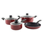 Cookware Non Stick Set 7 Pieces With Glass Lid Red image number 1