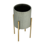 Metal Planter With Gold Legs Grey Dia 25X HT: 50 CM image number 2