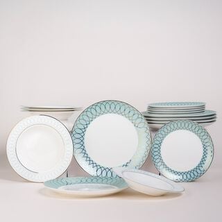 La Mesa gold/fairouz porcelain dinner set 18 pcs