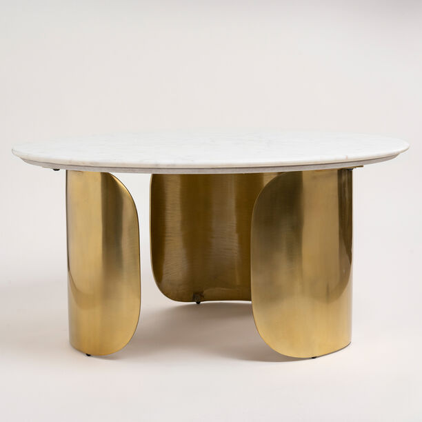 Marble Coffee Table With Gold Aluminum Base Dia 79*ht: 39 cm image number 1