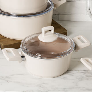 Alberto ceramic cookware set, 9 pieces, beige