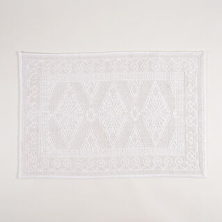 Boutique Blanche White Cotton Diamond Jacquard Bathmat, 60*90 Cm