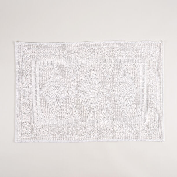 Boutique Blanche White Cotton Diamond Jacquard Bathmat, 60*90 Cm image number 0