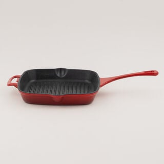 Alberto enameled cast iron square grill pan 50*27*4.5cm, red