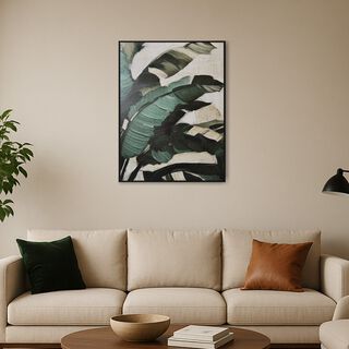 Homez wall art framed banana leaves canvas 90*120cm