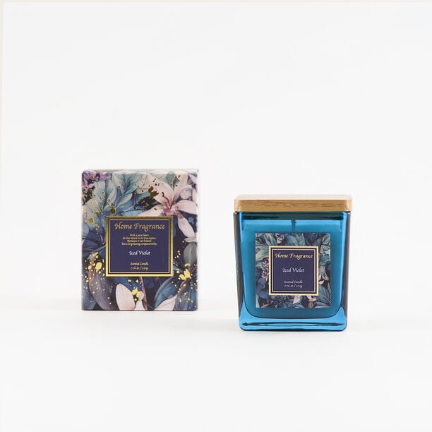 Homez scented glass candle iced violet, 220g image number 0