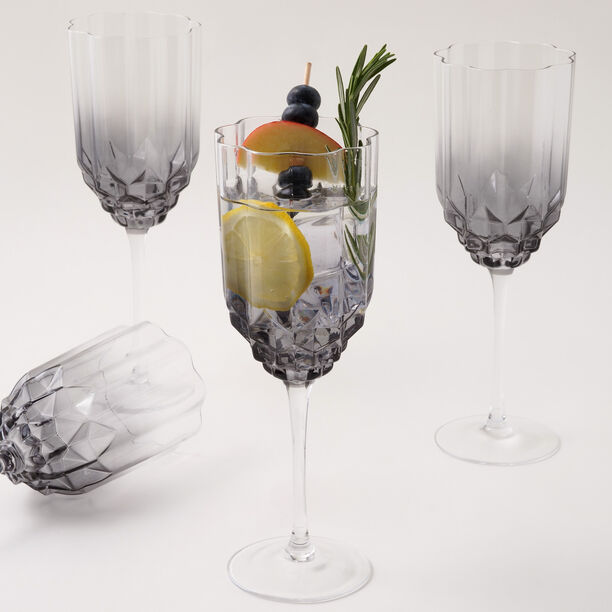 La Mesa 4Pcs Hand Made Glass Juice Glass, Grey 400Ml image number 3