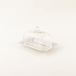 La Mesa Glass Butter Dish With Stainless Steel Base, Silver, 18*12*10Cm image number 2