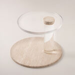 La Mesa 2 tier stand with travertine stone base and acrylic plates dia 24cm,18cm image number 1