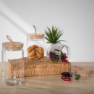 Alberto Glass Canister With Wooden Lid And Hemp Rope 1700Ml