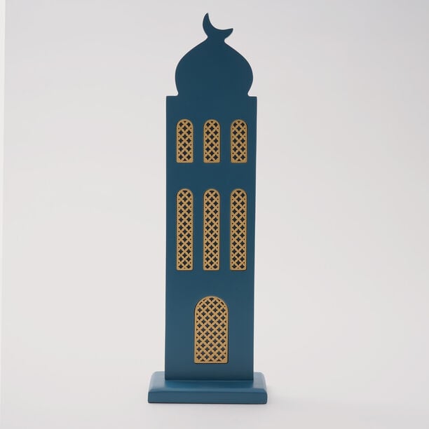 هومز مجموعة منارة قطعة ديكور خشبية، أزرق، 13*8*43 سم image number 0