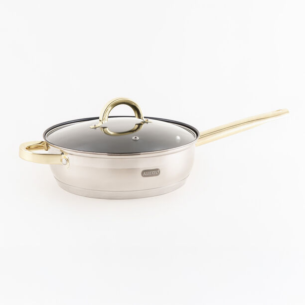 Alberto Stainless Steel Cookware Set 12 Pieces Golden Handle image number 7