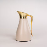 Dallaty steel vacuum flask beige with matt golden handle 1L image number 0