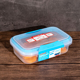 Decor Plastic Food Saver Rectangle Shape V: 600 Ml Blue Lid ( Match Ups Clips)