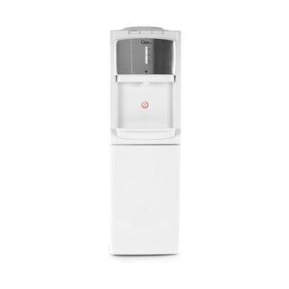 Classpro Water Dispenser, Hot, Normal & Cold Water, Standing Model, White With Stainless Steel Decoration, With Cabinet, With Refrigrator