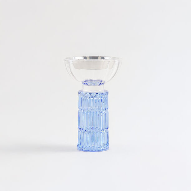 Homez glass ribbed oud burner 10*10*15.7cm, blue image number 0