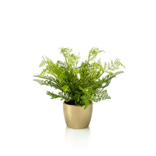 Homez indoor artificial fern forest bush in pearlgold pot, 30cm