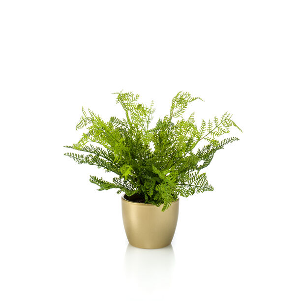 Homez indoor artificial fern forest bush in pearlgold pot, 30cm image number 0