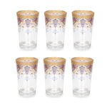 6 Pc Morrocan Tea Cups Manuiscript Glass image number 1