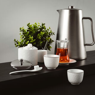 Dallaty white glass and porcelain Tea and coffee cups set 28 pcs