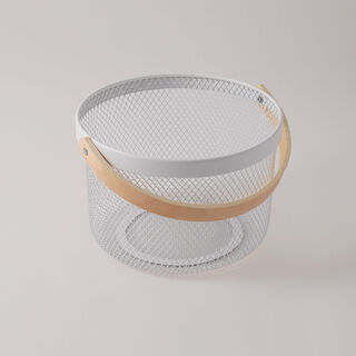 البرتو سلة فواكه معدنية بمقبض، أبيض 27.8*27*18 سم