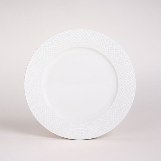 La Mesa Embossed White 18 Pieces Dinner Set Serve 4  image number 1