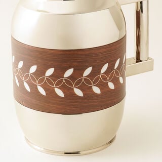 Dallaty 2Pieces Stainless Steel Thermos Set with Wood Effect Sleeve, Silver, 1L