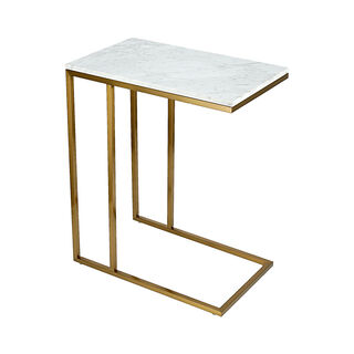 Gold Stainless Steel Side Table With Marble Top