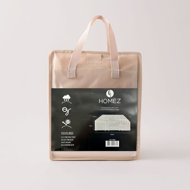 Homez polyester patio set cover with pvc coating, beige 220*160*90 cm image number 0