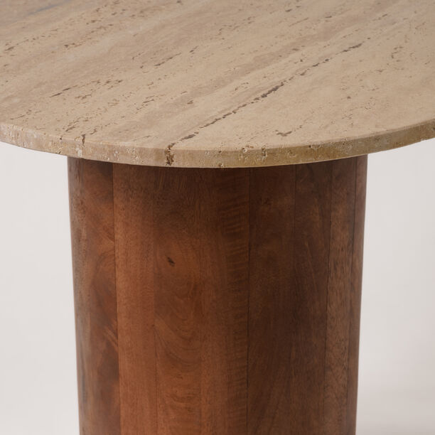 Homez side table with travertine marble top, in beige 50*50*49cm image number 4