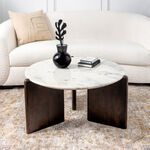 Marble And Wood Coffee Table Dia 80* Ht:40 cm image number 0
