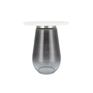 Side Table Marble Top Glass Base 48 * 55 cm