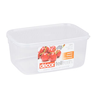 Decor Plastic Food Saver Rectangle Shape V: 1.8 L White Lid ( Tellfresh)