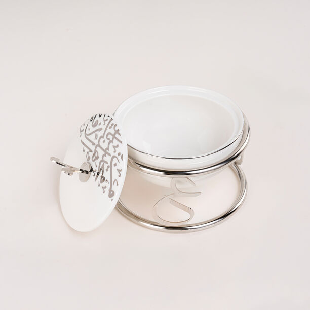 Dallaty white porcelain nut bowl with stand image number 2