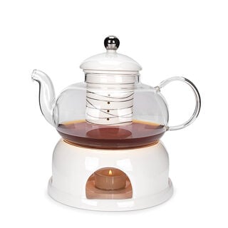 English Tea Pot With Warmer Inner Edg2 Silver