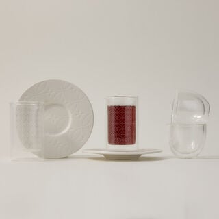 Dallaty white porcelain and glass Tea and coffee cups set 18 pcs