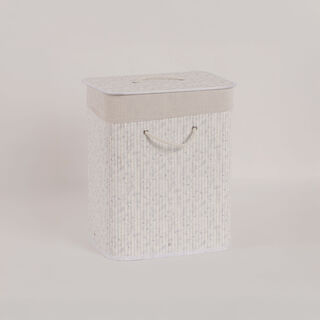 Cottage Bamboo Laundry Hamper Design And White Print 40*30*50 Cm