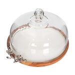 La Mesa Cake Stand And Glass Dome With Enamel And Floral Decoration Silver  image number 2