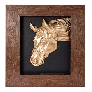 Wall Art Framed Object Horse Head With Frame Brown