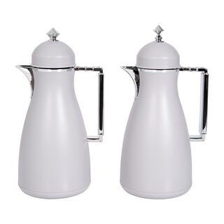 Dallaty 2 Pieces Plastic Vacuum Flask Koufa Beige & Silver 1L