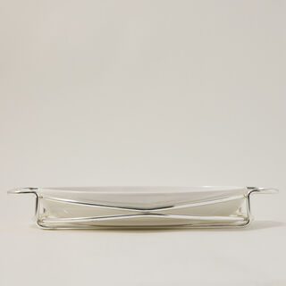 Oval Plate With Stand Silver 12"