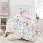 Cottage white floral microfiber king comforter set 6 pcs image number 0