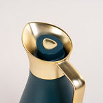 Dallaty green steel vacuum flask with matt golden handle 1L image number 1