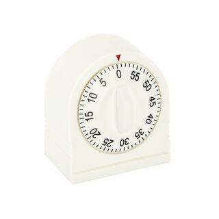 Alberto Plastic Mechanical Kitchen Timer Square Shape White Color